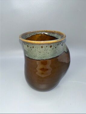 Hand Warming Drip Glaze Pottery Coffee Cup Mug - Neher Brown - Right Hand